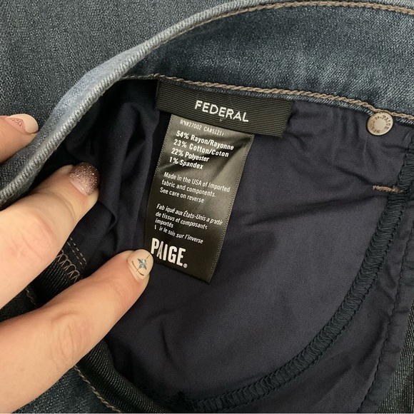 PAIGE Federal “Marson” Medium Blue Luxury Jeans Mens 38 x 33 New Straight Leg - Picture 5 of 8